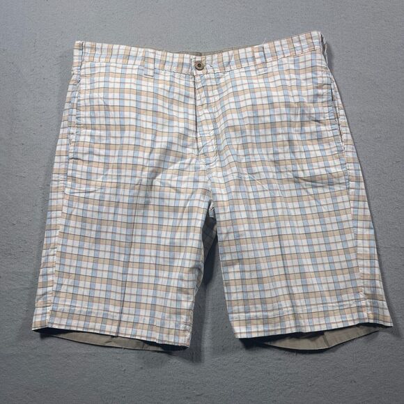 Oldeβ School Brand Shorts Mens Size 36 Beige / Plaid Solid Chino REVERSIBLE - Picture 10 of 12